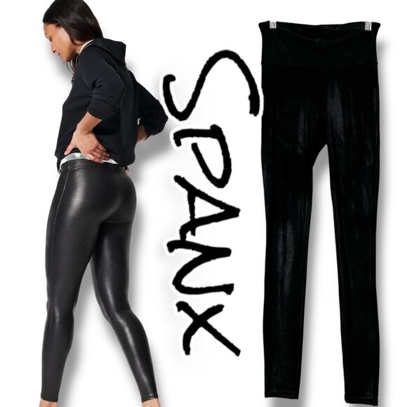 Spanx SPANXshape™ Faux Leather Leggings Black Slimming Power Waist Womens Size S - Picture 1 of 10